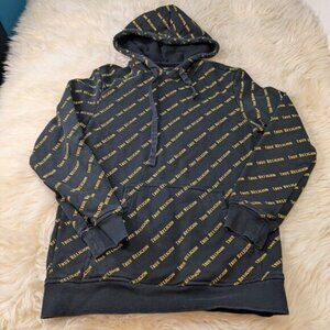 True Religion Allover Print Men's Black Pullover Hoodie Sweatshirt Size S